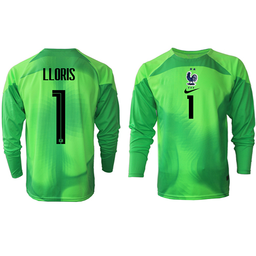 Frankrike Hugo Lloris #1 Keeper Bortedrakt VM 2022 Langermet Frankrike Hugo Lloris #1 Keeper Bortedrakt VM 2022 Langermet